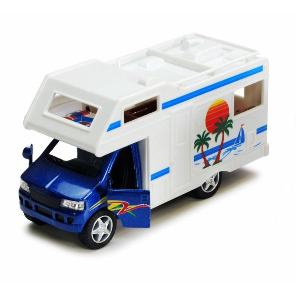 Camper Van Blue Kinsmart 5252D Diecast Model Toy Car Pullback Ripper Works Great